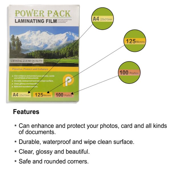Power Pack Plus A4 size-225x310mm 125Micron Lamination Pouch - Image 3