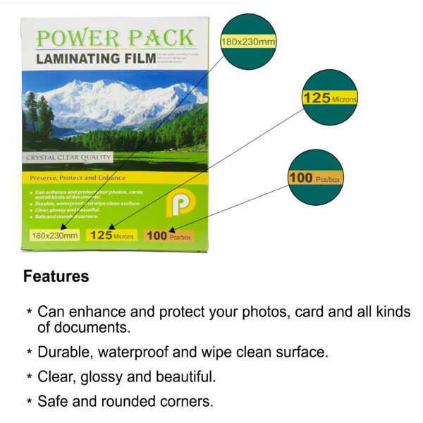 Power Pack Plus 180x230mm 125Micron Lamination Sheets - Image 4