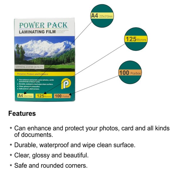 Power Pack A4 size-225x310mm 125Micron Lamination Pouch 10% Extra Micron - Image 3